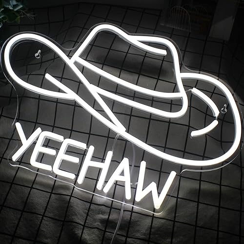 Miniatura 3 de NXYX Cowboy Hat Neon Sign Cowboy LED Sign for Wall Decor USB Powered White Cowboy Hat Neon Light for Gameroom, Bedroom, Livingroom, Bar, Office,