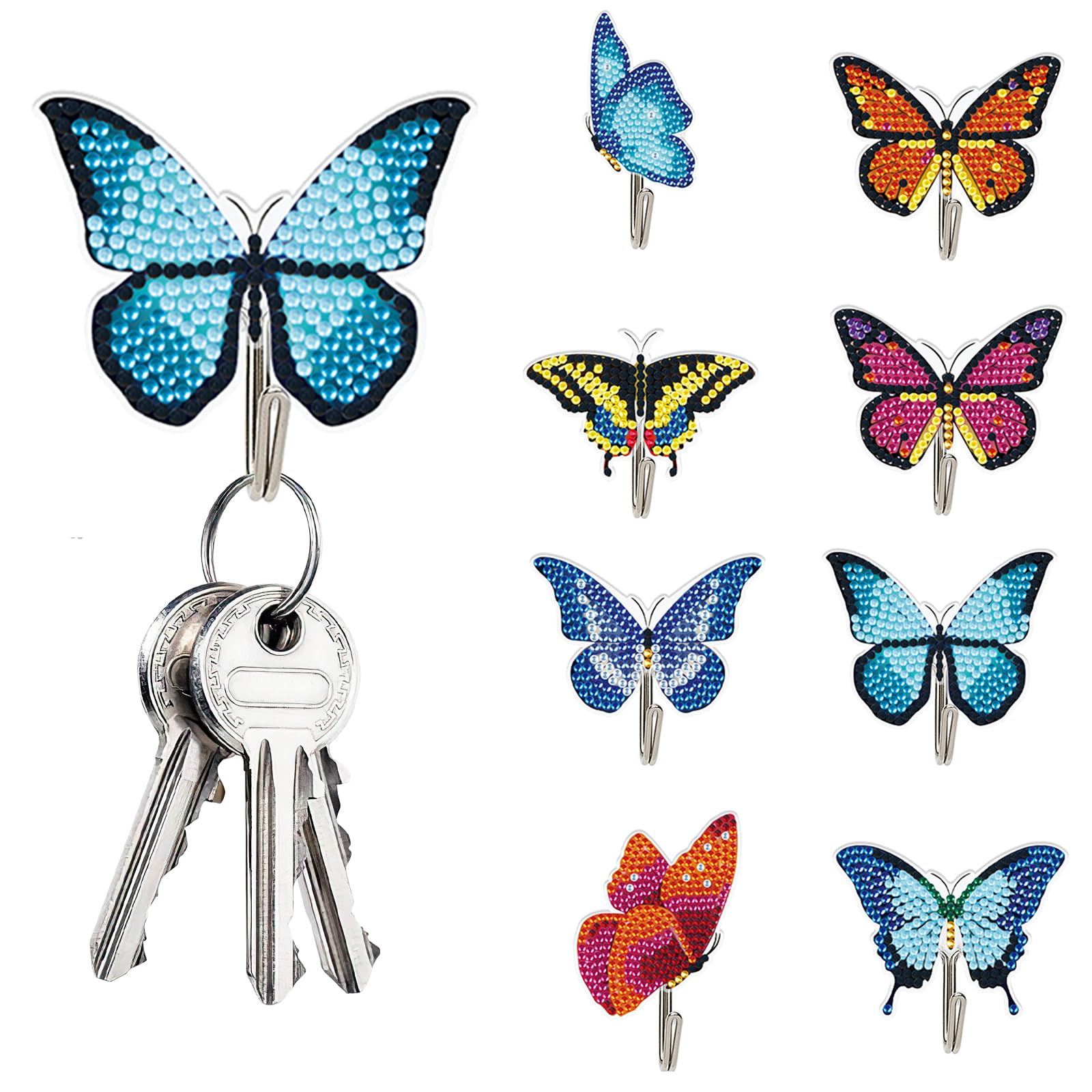 Kit de pintura de diamante de 8 piezas con ganchos adhesivos transparentes para cocina