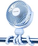 Gaiatop Mini Portable Pram Fan, Rechargeable Small Clip on Fan for Stroller, Detachable 3 Speed 360 Degree Rotate Flexible Tripod Handheld Desk Cooling Car Seat Crib Treadmill Travel Black