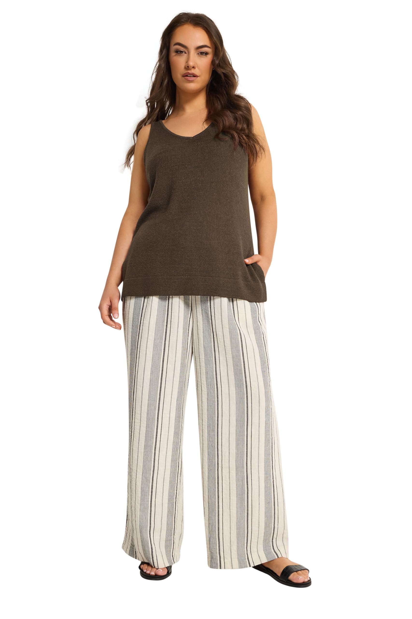 Yours Women's Chocolate Knitted Vest Top In | Size: 30-32