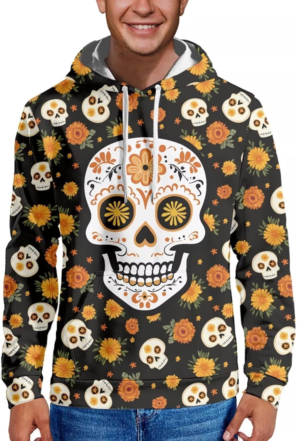 HUGS IDEA Adult Men Hoodies with Pockets and Drawstring Hat Pullover Long Sleeve Sweatshirts S-6XL