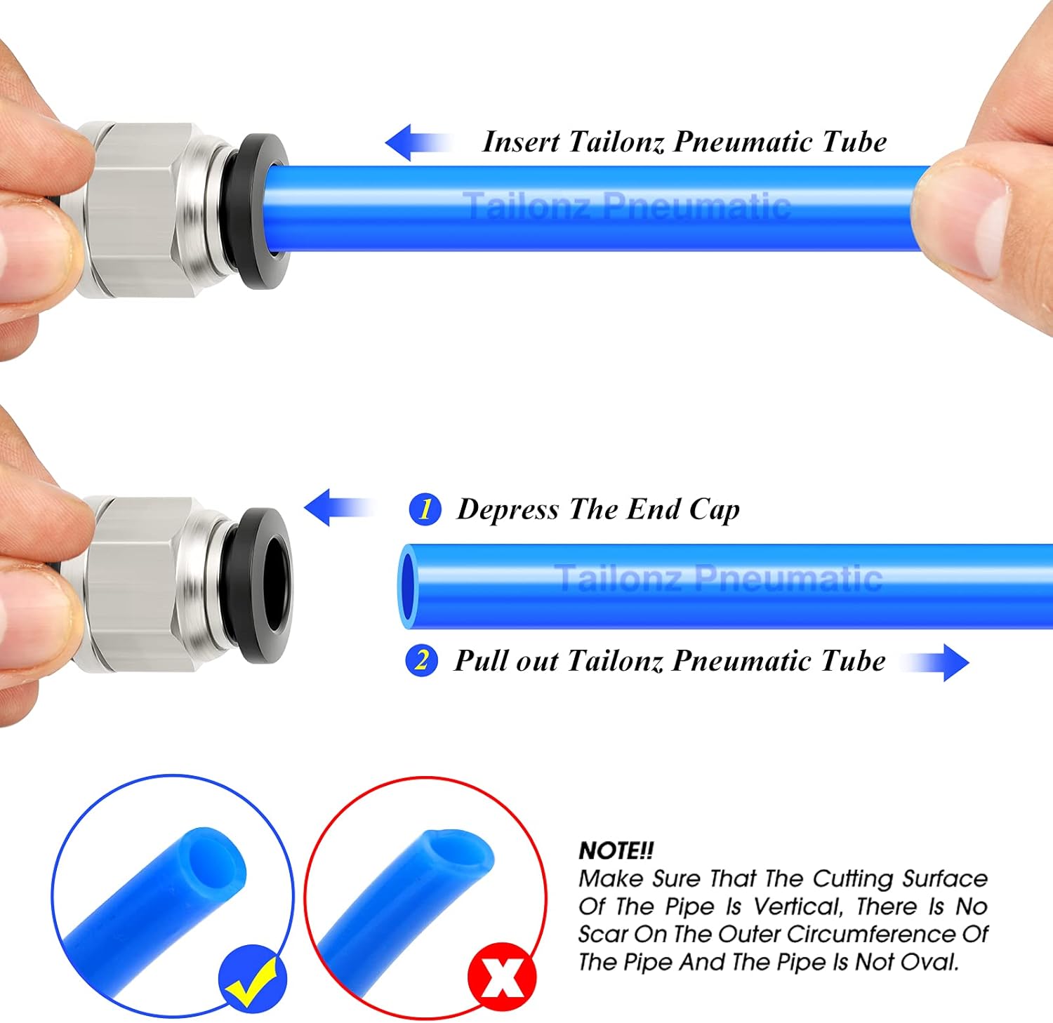TAILONZ PNEUMATIC Straight 6mm Tube OD x 1/4 Inch G Thread Push to Connect Fitting with Sealing Ring PCG6-02 (Pack of 10)
