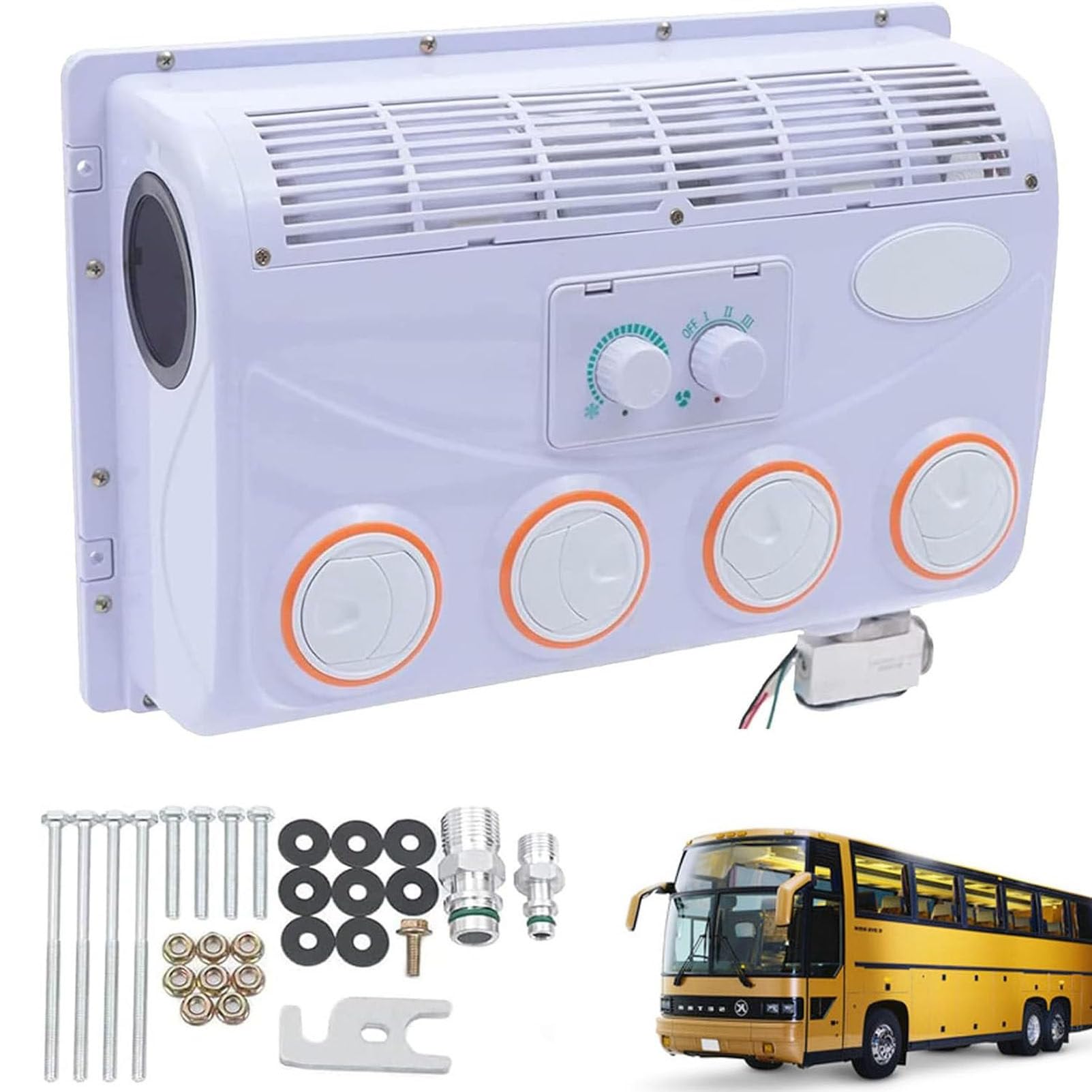 Climatiseur pour véhicules de Loisirs, climatiseur 12/24 V CC pour camions, Camping-Cars, Bus, excavatrices, véhicules agricoles, véhicules de Chantier, sans consommation de Carburant 12V