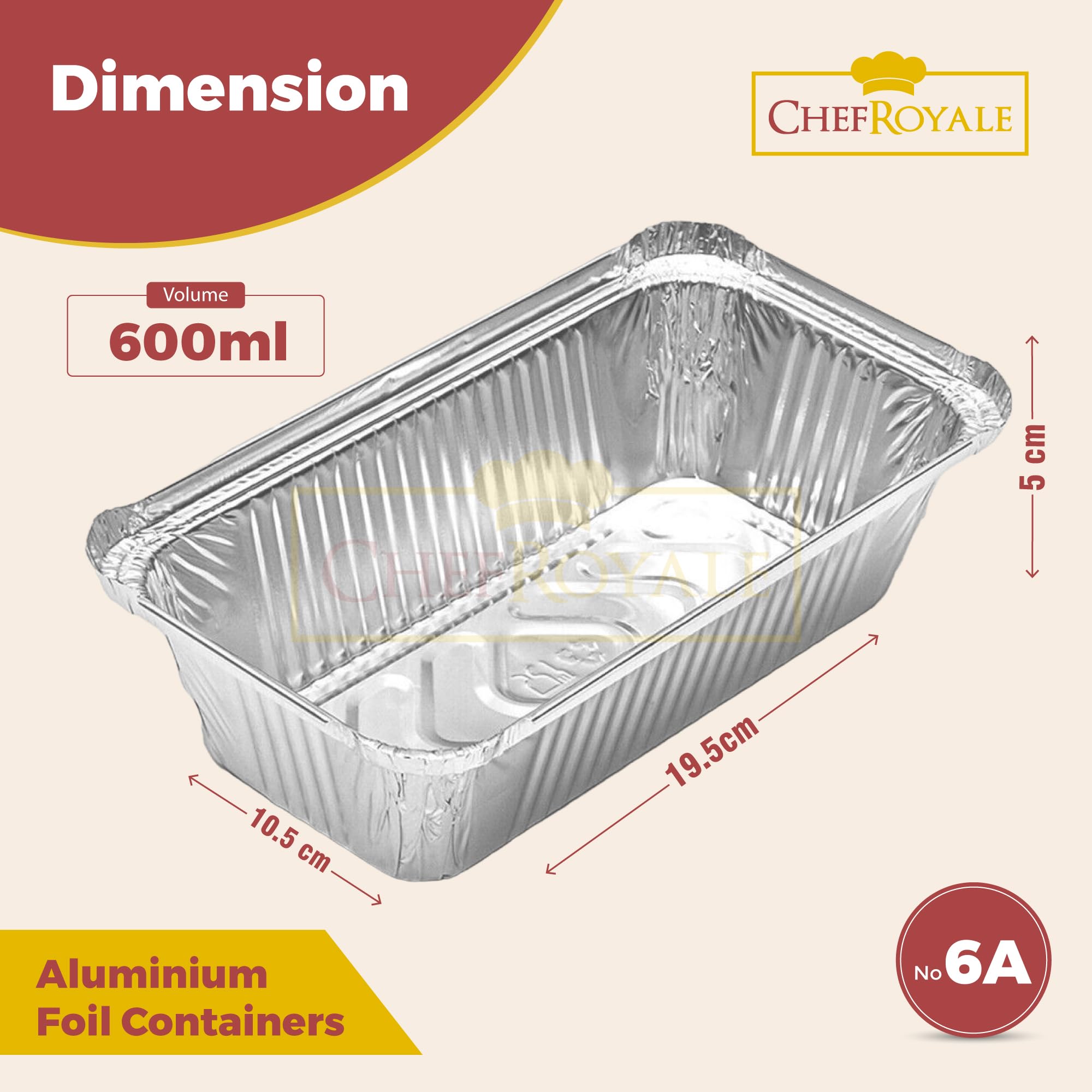 Lot De 100 Récipients Alimentaires Jetables En Aluminium Chef Royale - Taille N°6A - Avec Couvercles - Pour Cuisine, Pâtisserie, Préparation Repas