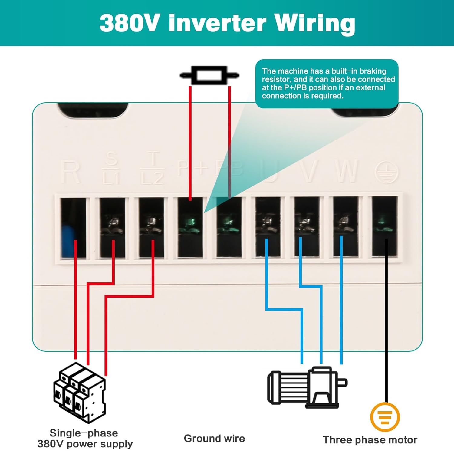 Basic 380V inverter wiring diagram for the DEWIN VFD.