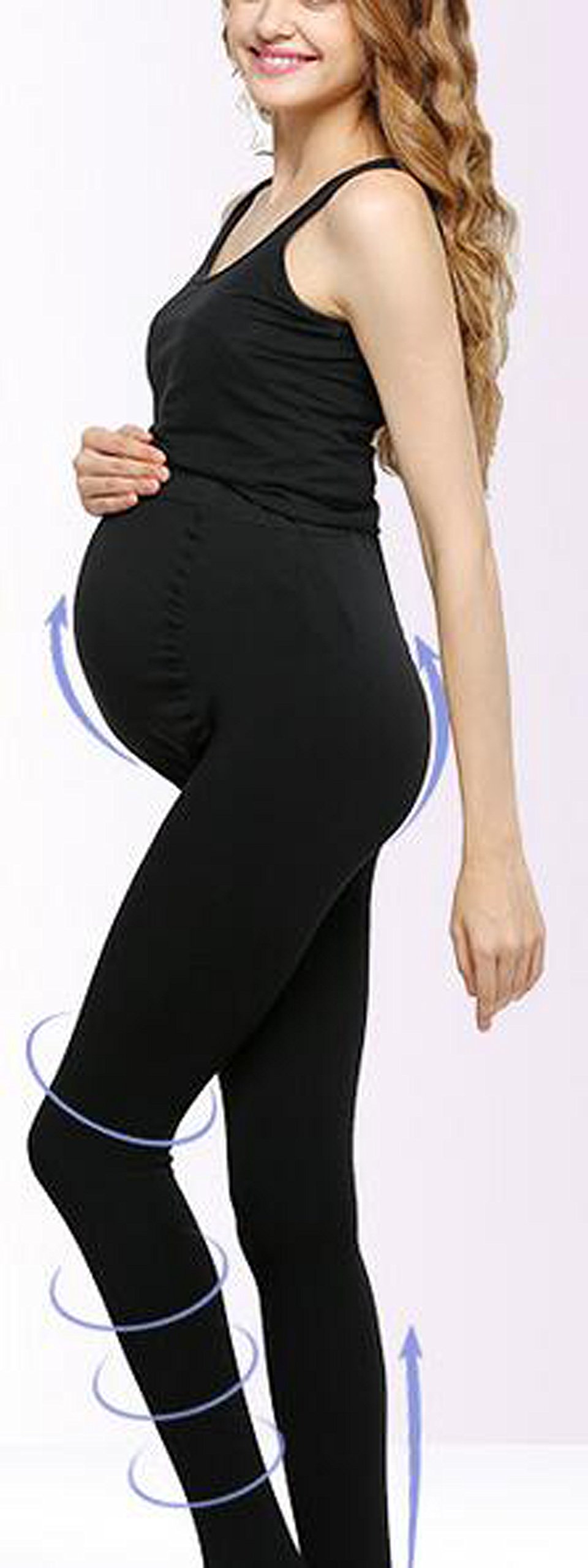 Damen Schwangerschafts Strumpfhosen 120D Maternity Tights Mutterschaft Verstellbares Breites Taillenband/Volle Füße