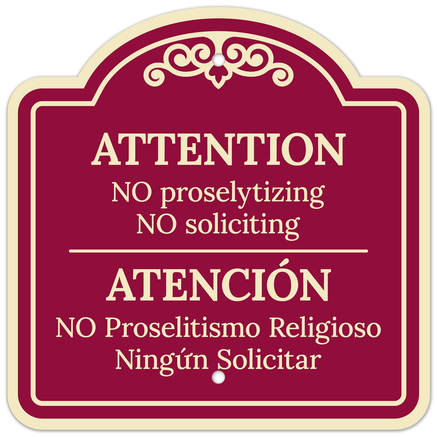 Amazon.com: Attention No Proselytizing No Soliciting Bilingual Décor ...