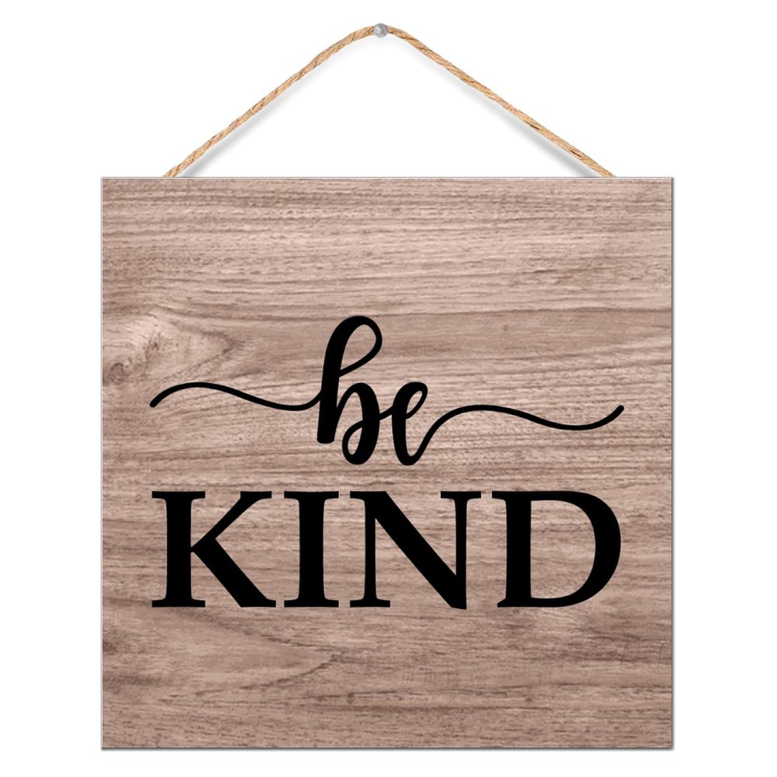 Detalle de madera Be Kind placa rústica de 12 x 12 pulgadas para regalar en inauguraciones