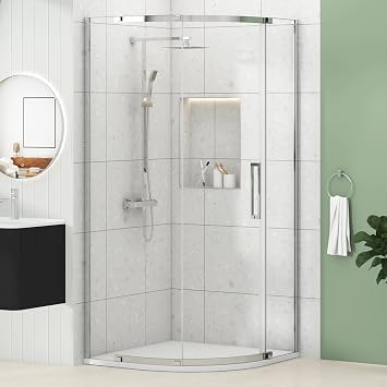 900 x 900mm Single Door Quadrant Shower Enclosure with White Shower Tray