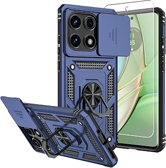for Motorola Edge 2025 Case,with Screen Protectors and Camera Cover,[Military Grade] 16ft.Drop Tested Cover with Magnetic Kickstand Protective Case for Moto Edge 2025, Blue