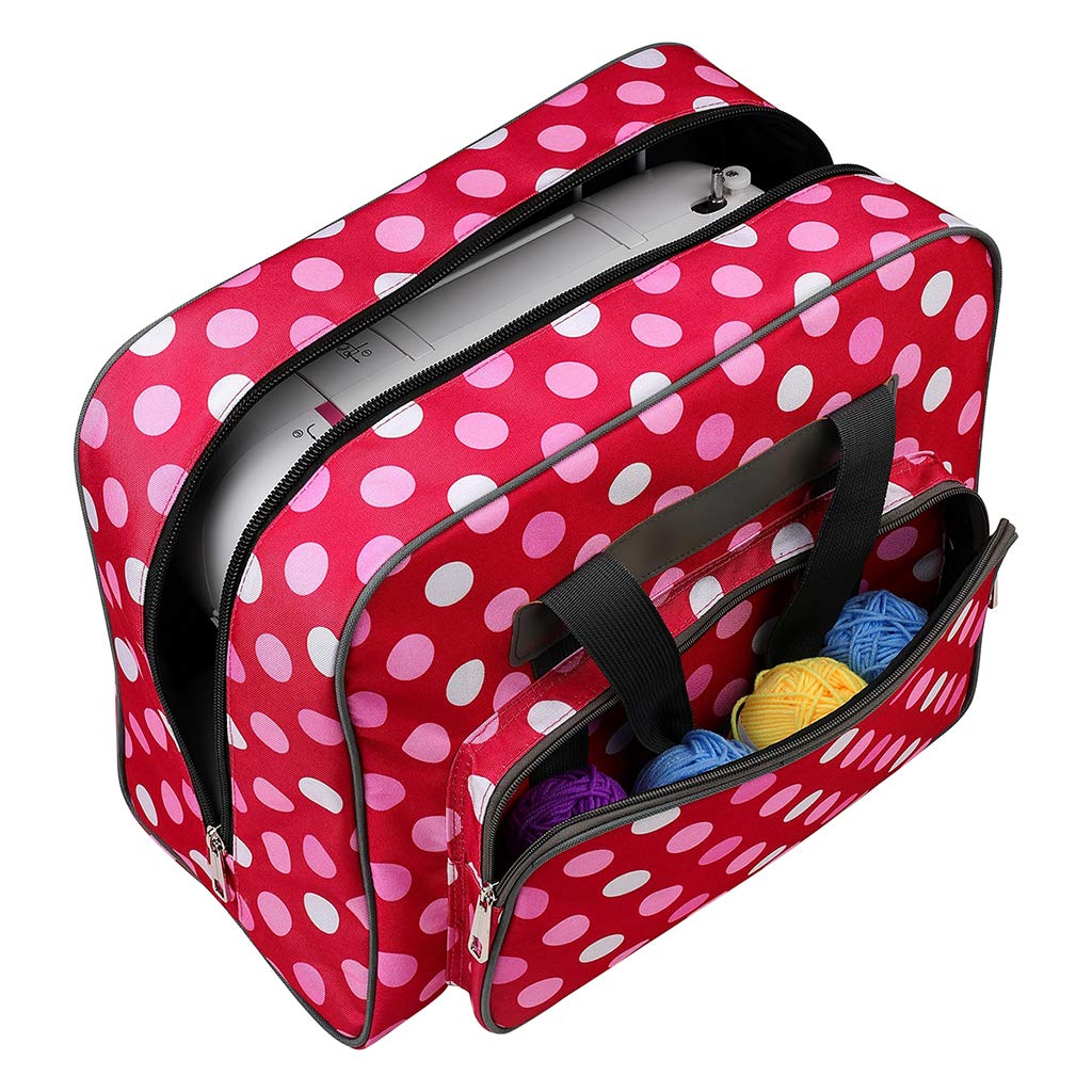 Bolsa multifuncional de gran capacidad para máquina de coser, almacenamiento portátil de viaje, Red, 48x24x31.8cm
