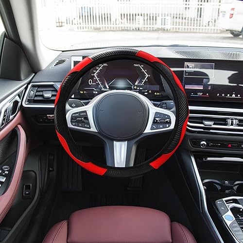 Funda para volante de automóvil, de microfibra de 15 pulgadas, funda para volante de automóvil, transpirable, antideslizante, accesorios para el