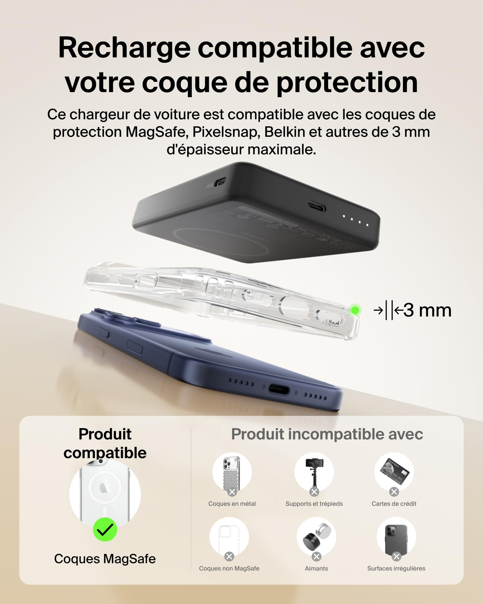 Belkin BoostCharge Batterie Externe Magnétique 10K avec Port USB-C - Noir