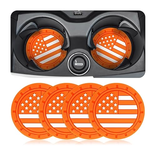 AUCELI 4 Pack Car Cup Holder Coasters, Colored American Flag