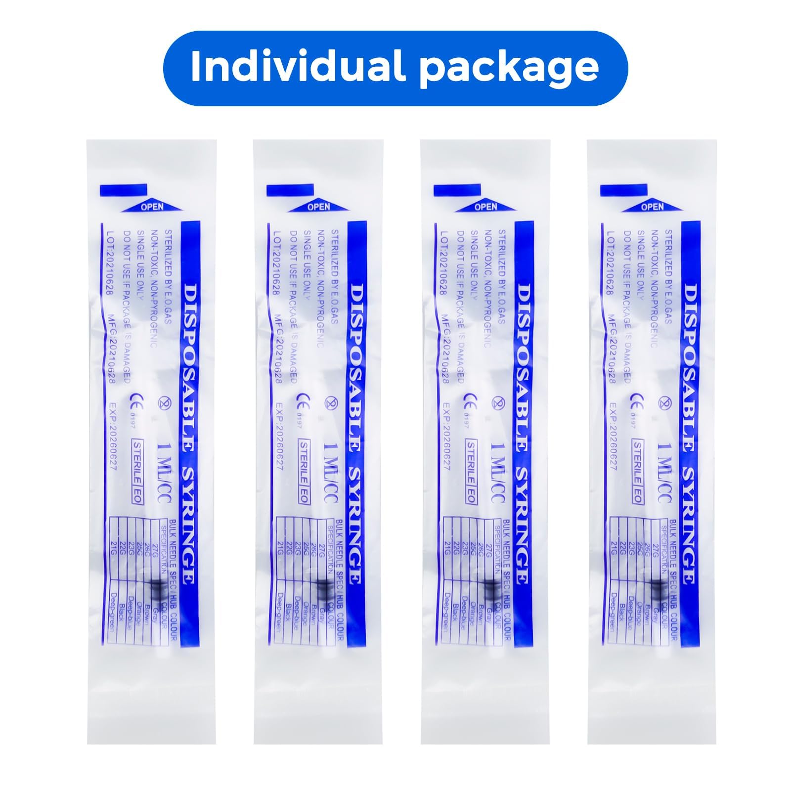 40pcs Jeringuilla 1ml, Jeringa de Plástico, Reutilizable Jeringas Estériles, Jeringuillas Envasadas de Forma Independiente Para Experimentos, Medición De Líquidos, Alimentación De Mascotas