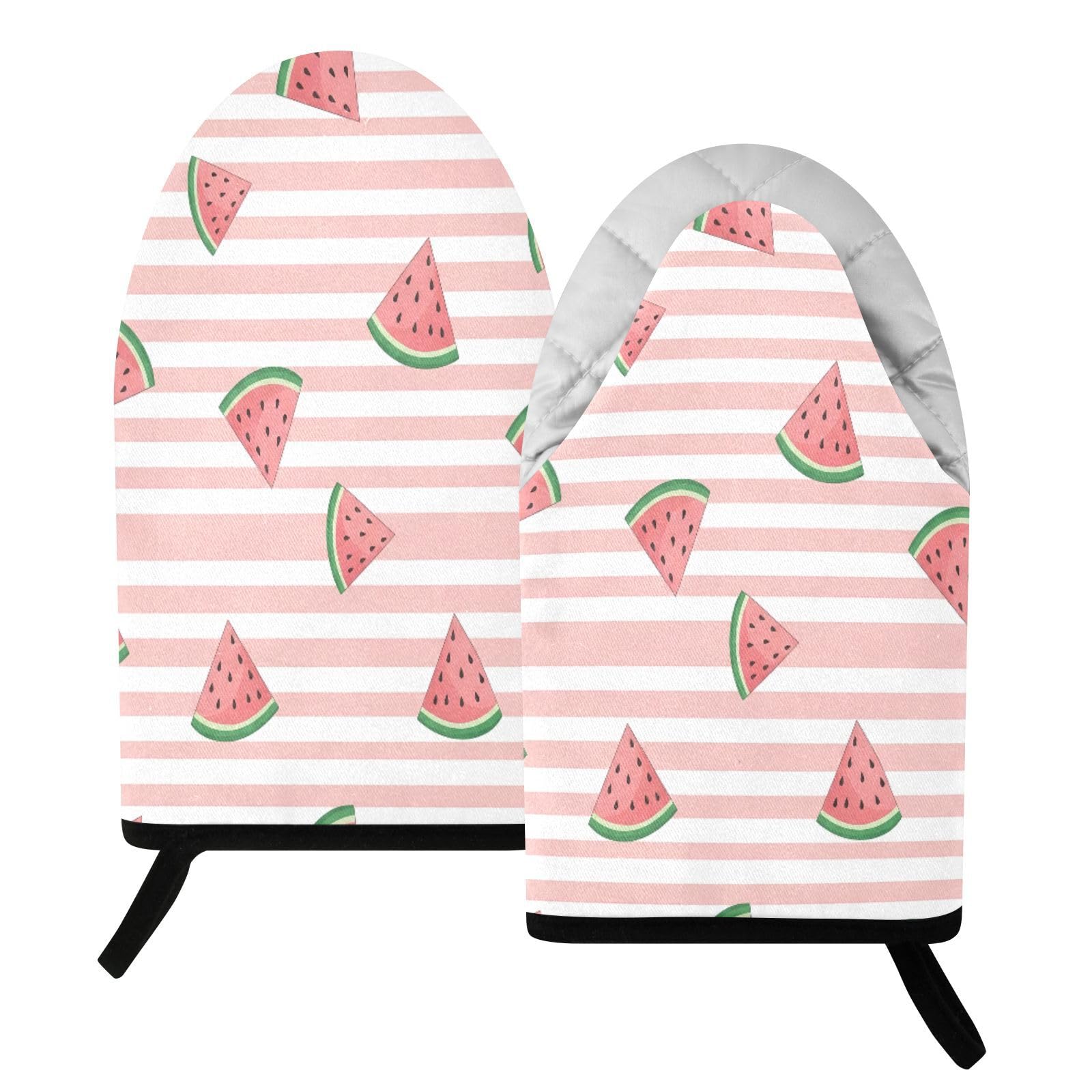 BURSTDDY Watermelons on Stripes Oven Mitt,Heat Resistant Kitchen Mitts for Cooking