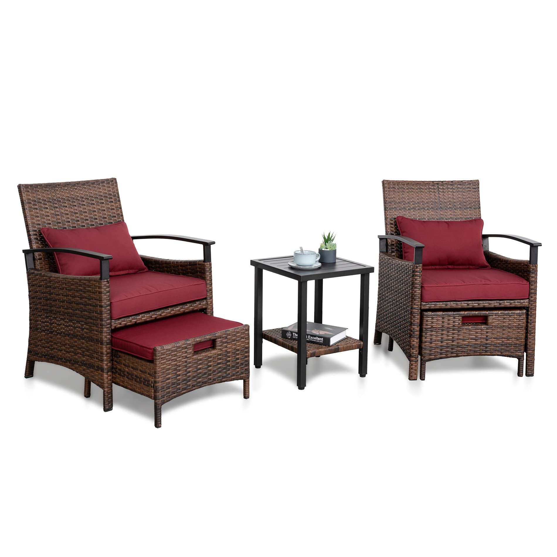 Buy WAMPAT 5 Pcs Patio Furniture Sets Mixed Brown Color Plus Size Patio