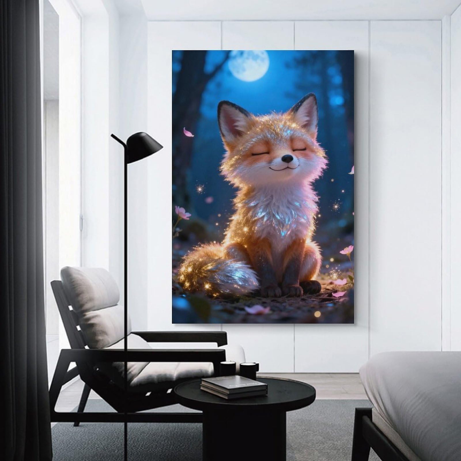Junmoney Unframe-Style-9-1 Cute Fox In Enchanted Forest Decorative Wall Artwork, 08X12inch(20X30cm), For Work Areas, Reading Rooms Or Studios, Wall Art That Adds Style To Work Areas