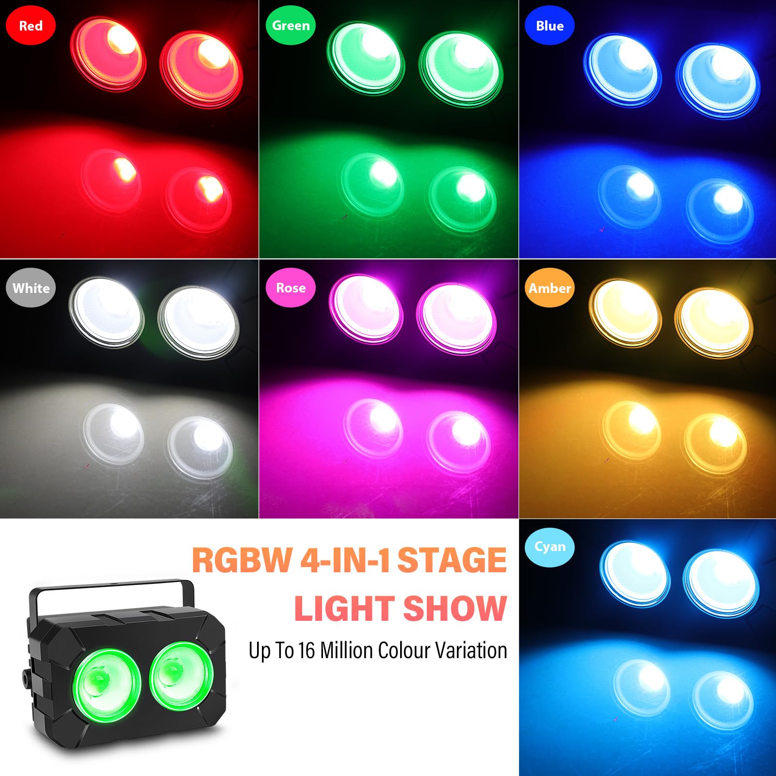 Telbum Stage Par Lights 120W LED Wash Light RGBW 4in1 COB Stage Lighting DMX Control DJ Lights Sound Activated Uplights for Events Wedding Parties Concert Church Theater Club Bar
