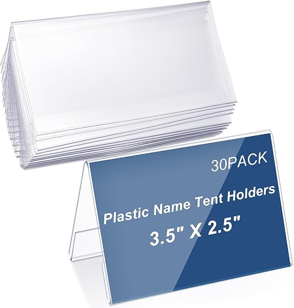 Vicenpal Clear Plastic Name Tent Holders 11 x 4.25 Acrylic Name Plate for Desk PVC Card Tent Holder Desk Sign Frame for