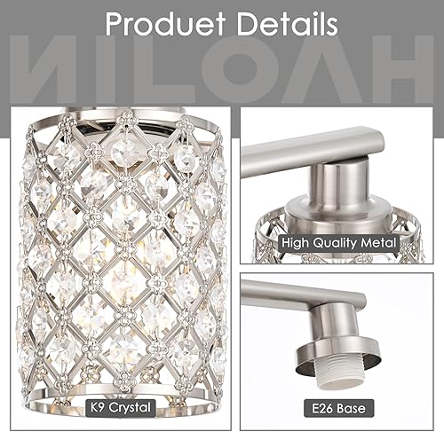 Miniatura 7 de Lámpara de baño de 3 luces, moderna lámpara de tocador de granja, luces de baño de níquel cepillado sobre espejo, accesorios de iluminación de