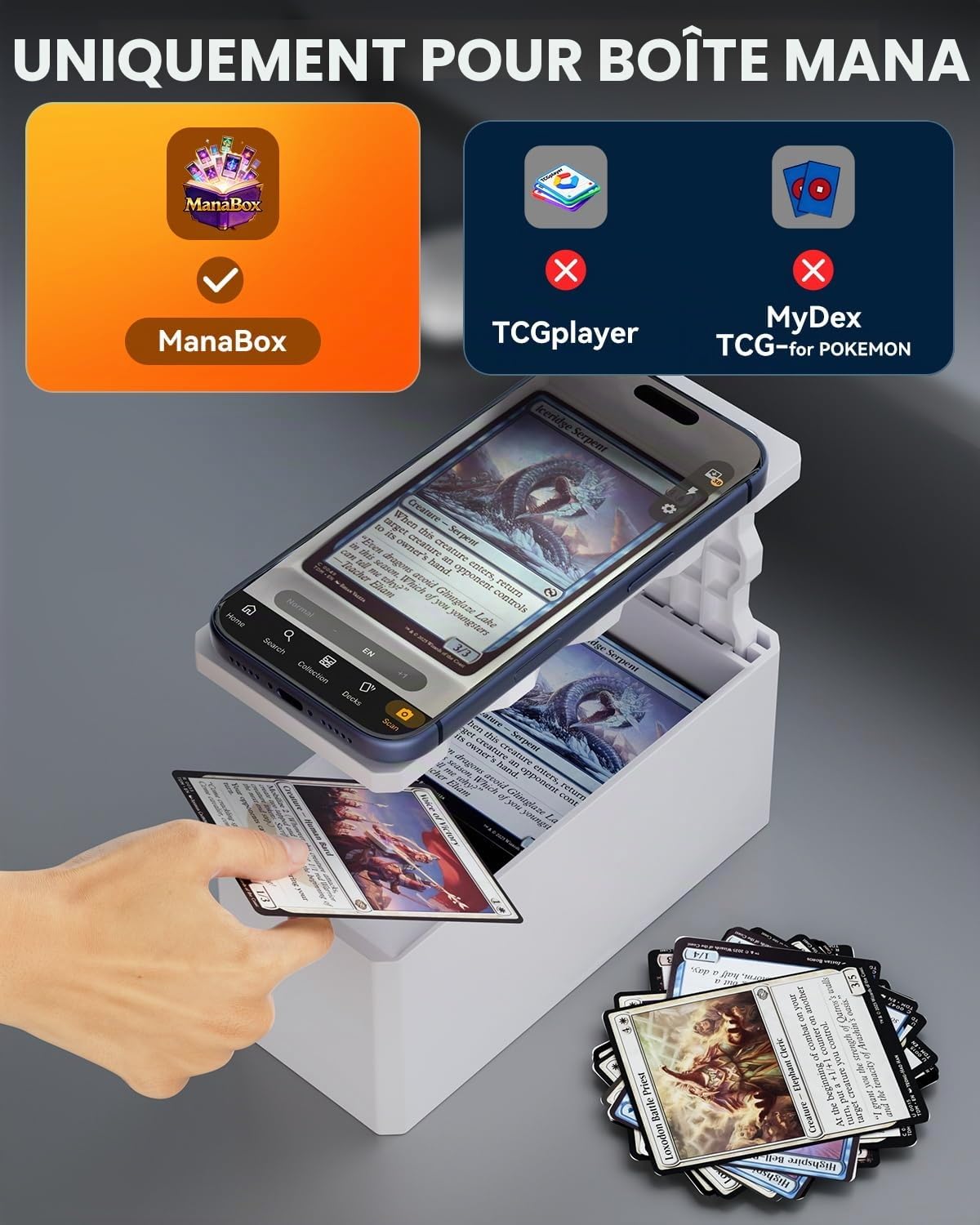 CloudValley Support de scanner de cartes TCG pour cartes à collectionner MTG, matériau ABS, support réglable pour la numérisation avec smartphone, 【Numérisation rapide et comparaison de prix