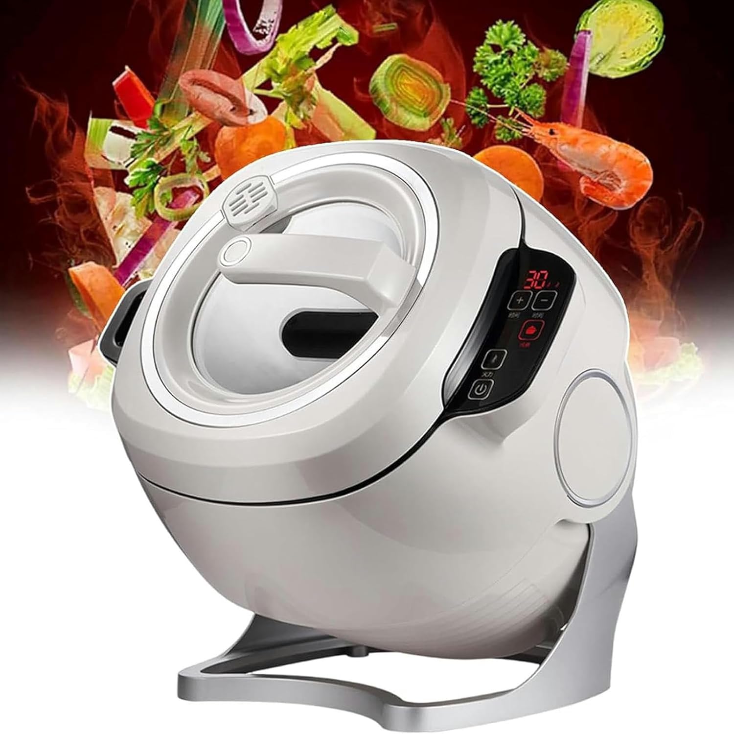 Wzglod Automatic Cooking Machine 2000W 6L - One-Click Smart Start - 360° Automatic Rotation - Three Speed Adjustable - Perfect for Stir Frying, Stewing, Cooking - Fried Rice Machine
