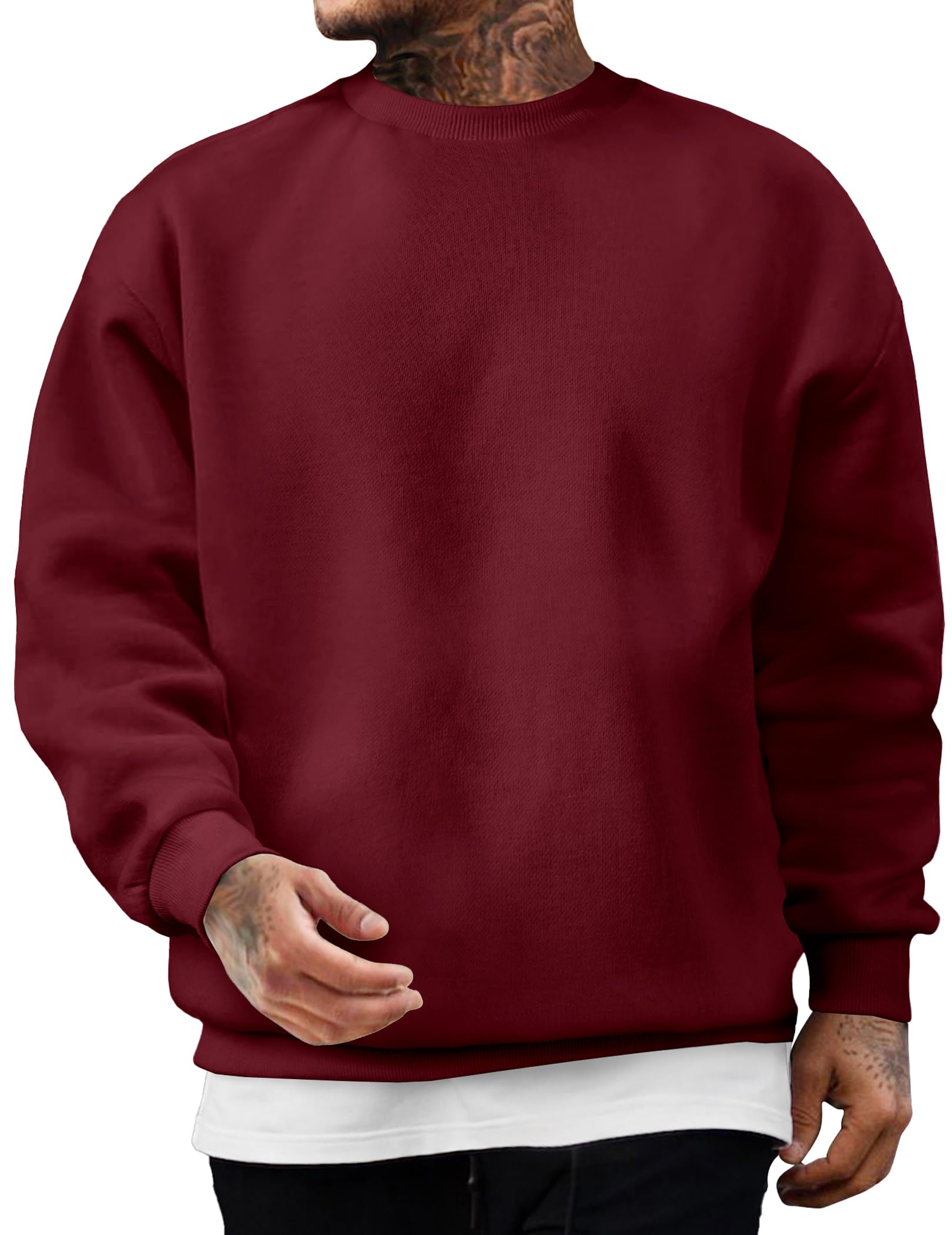 JMIERR Sweatshirt Herren Baumwolle Rundhals Hoodie Pullovers Winter Männer Soft Langarm Sweatshirts Loose Fit