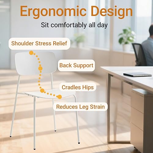 Miniatura 5 de Sidanli Juego de 4 sillas apilables para sala de conferencias, sillas de recepción con asiento de plástico, sillas apilables para espera, sala