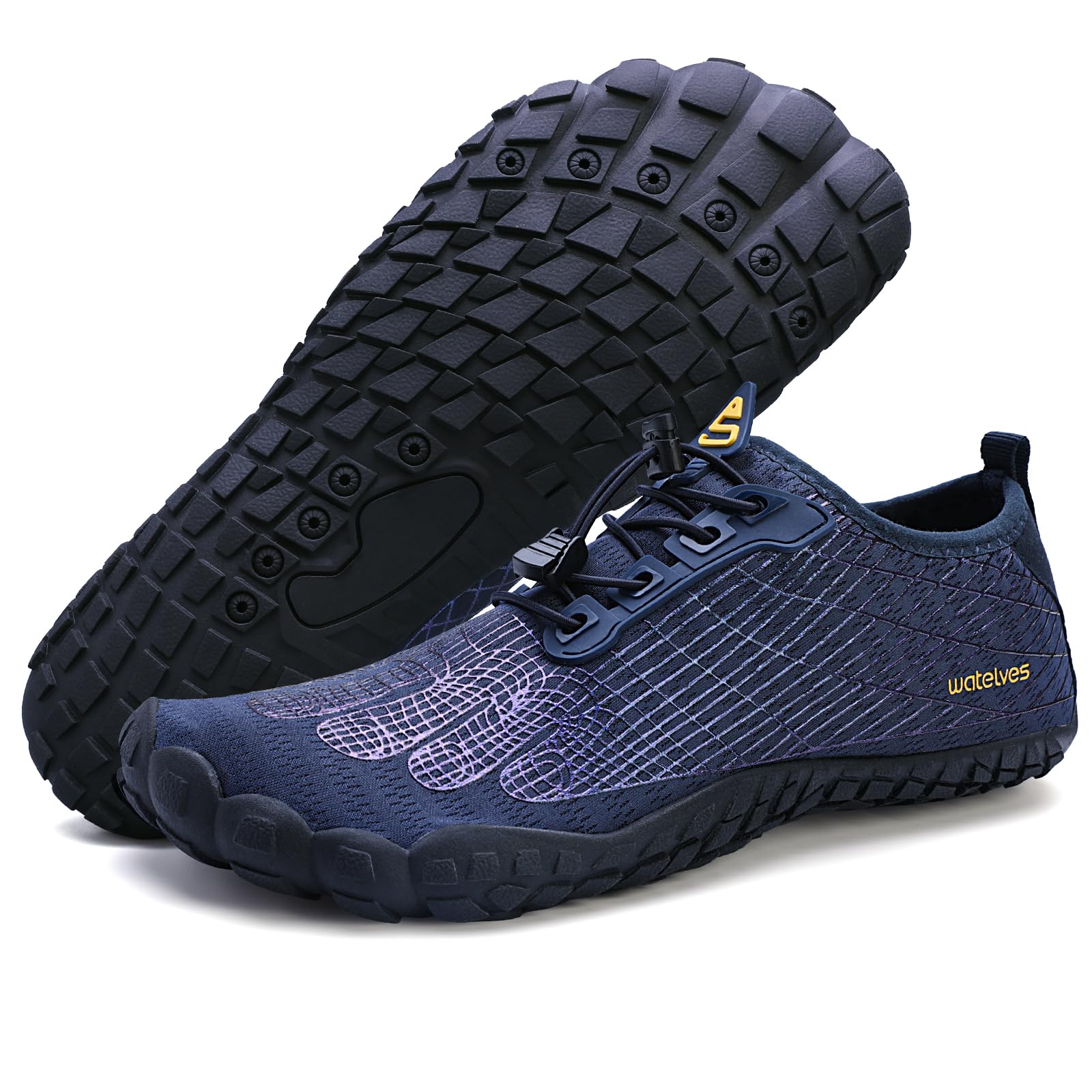 WateLves Damen Herren Barfußschuhe Wasserschuhe Aquaschuhe Badeschuhe Fitnessschuhe rutschfest Sohle Breiter Zehenbox