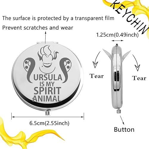 Miniatura 2 de KEYCHIN Villain Ursula - Espejo de bolsillo con diseño de bruja marina, Ursula is My Spirit Animal Espejo de maquillaje compacto para mujeres, niñas