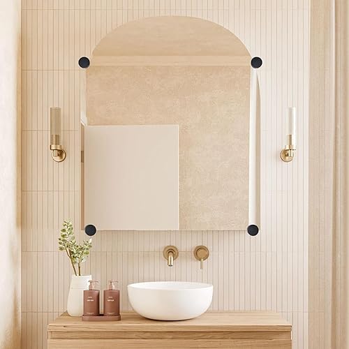 Miniatura 5 de 4 clips redondos para colgar espejos, abrazadera de soporte de estante de vidrio sin marco montado en la pared