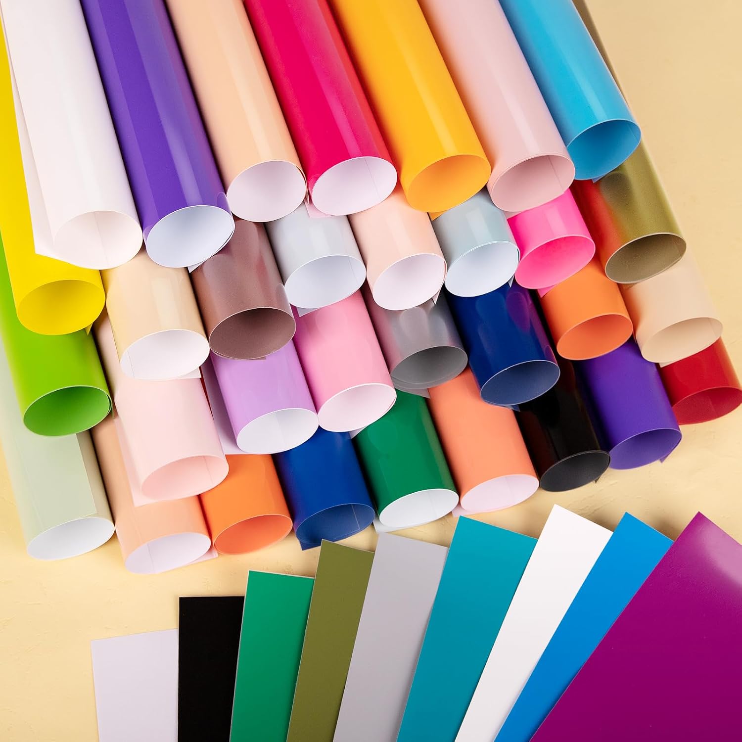 VINYL FROG Permanent Adhesive Vinyl Bundle 40 Pack Adhesive Vinyl Sheets 12''x12'' Permanent VinylPack for Cups DIY Craft Projects