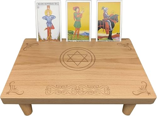 Compact Wooden Altar Table with Tarot Card Holder, Small Altar