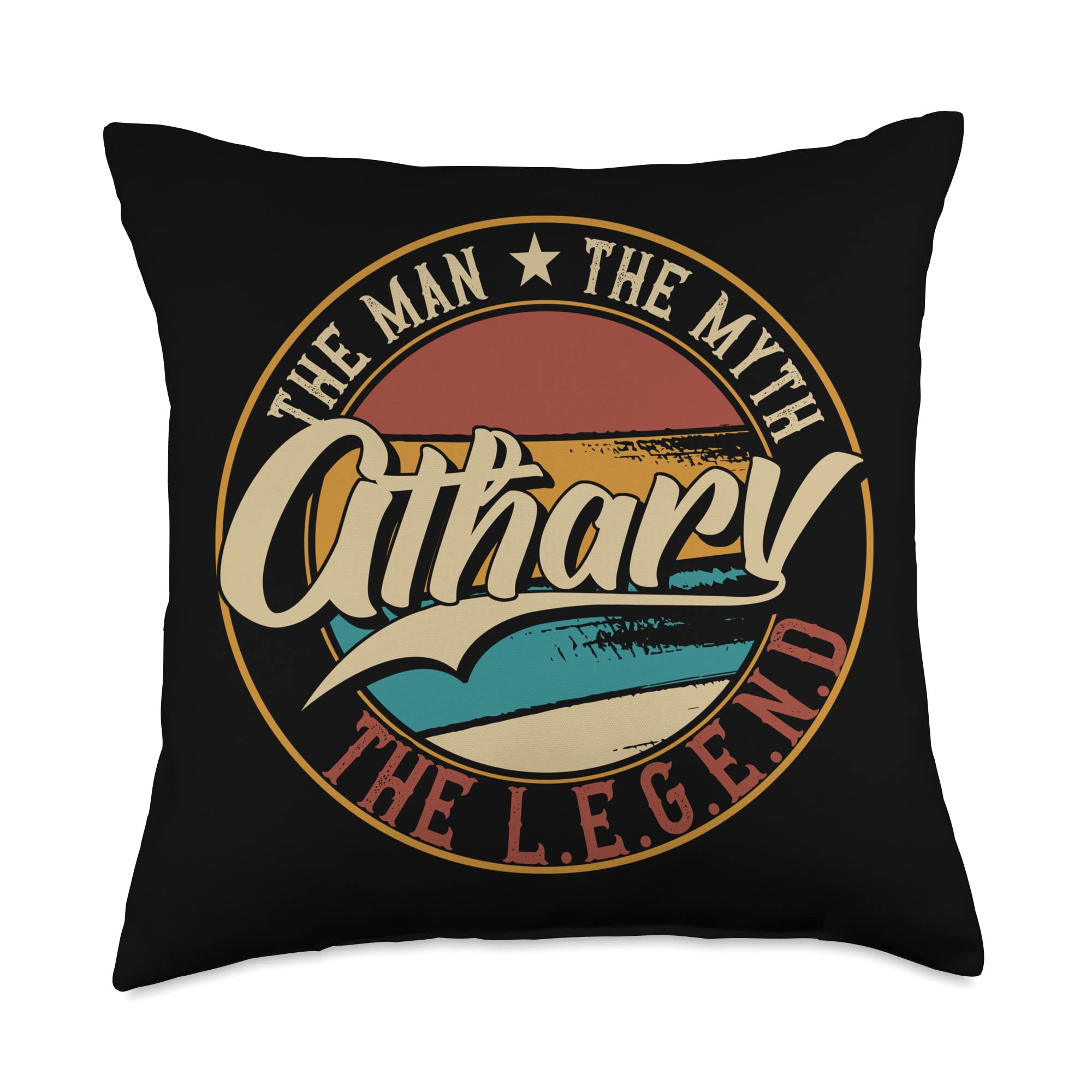 Atharv The Man The Myth The Legend Throw Pillow, 18x18, Multicolor