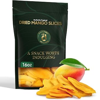 Cravers Delight Lightly Sweetened Dried Mango Slices 16 oz Sliced Dehydrated Mango Dried Fruit in Bulk, Low Sugar Added Healthy Dry Fruit Snacks for Kids and Adults Non-GMO, Gluten Free, Vegan