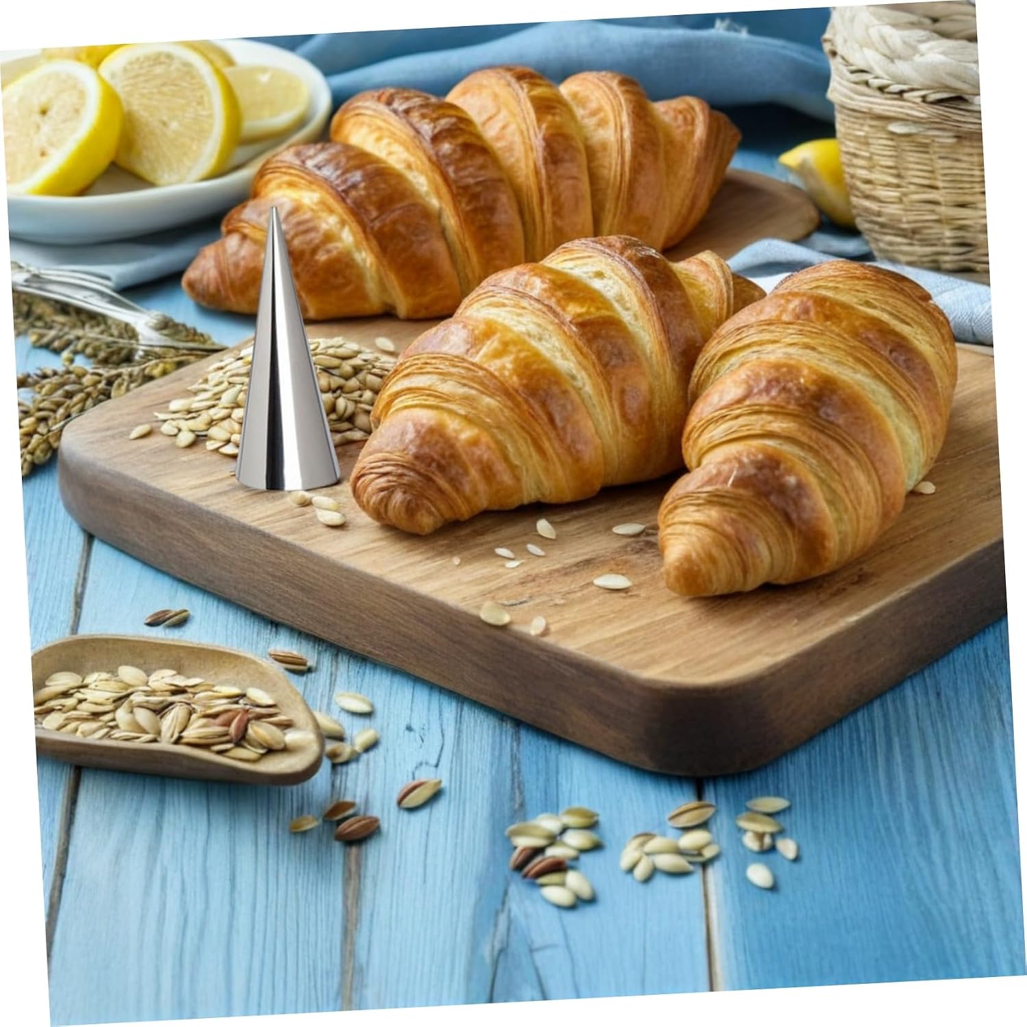 85pcs Stainless Steel Cream Horn Molds for Croissant and Puff Pastry Baking, 16 Large Conical Roll Horns with 5 Sets Cleaning Brushes, Sturdy Baking Tool Set for Home