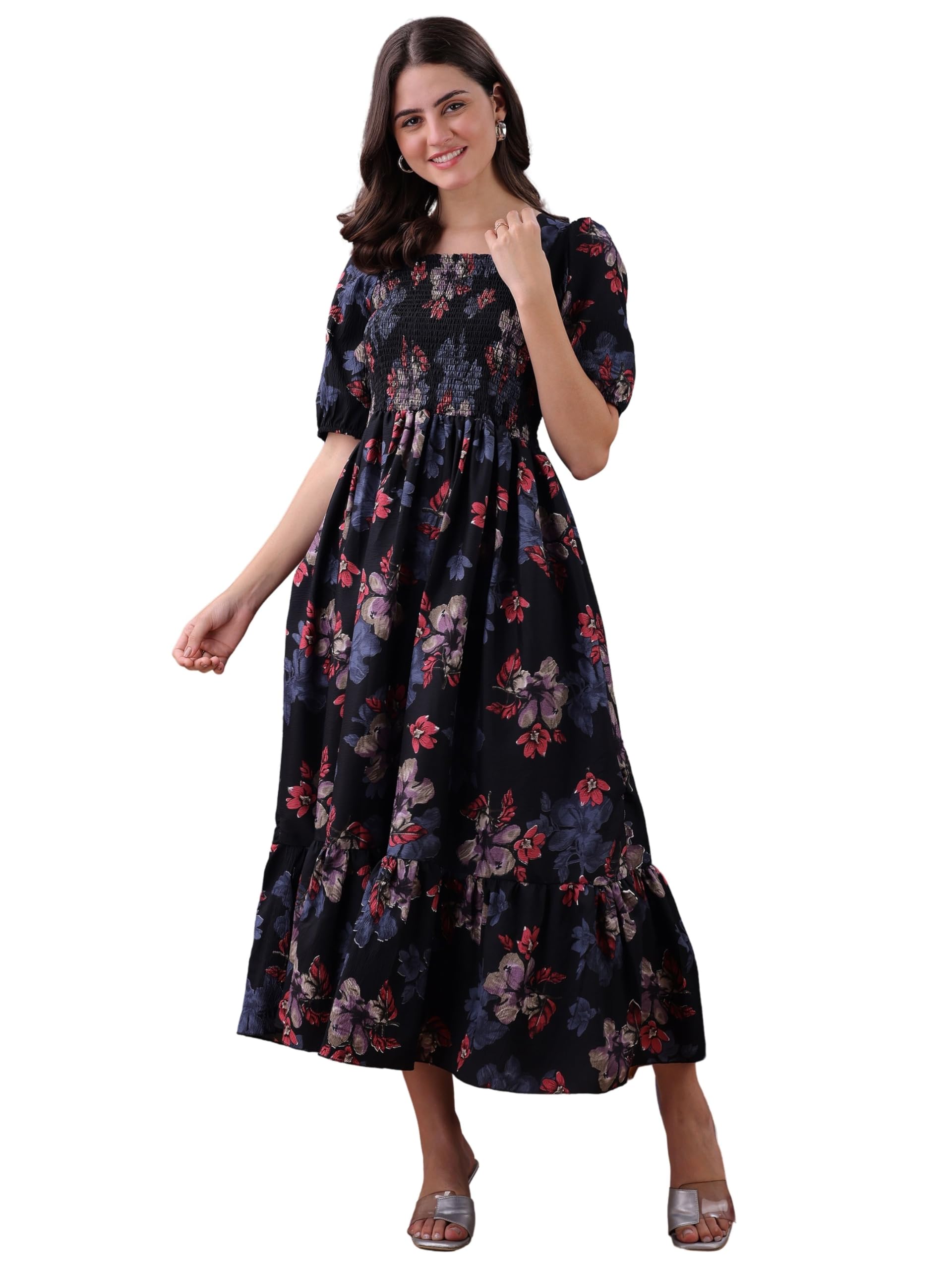 Robe maxi avec point smocké pour silhouette sublimée et confort - 8