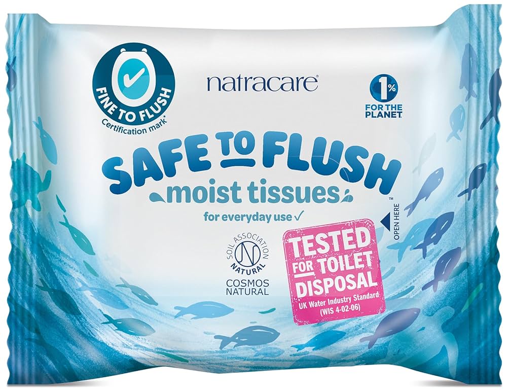 NATRACARE Safe To Flush Moist Tissues 30