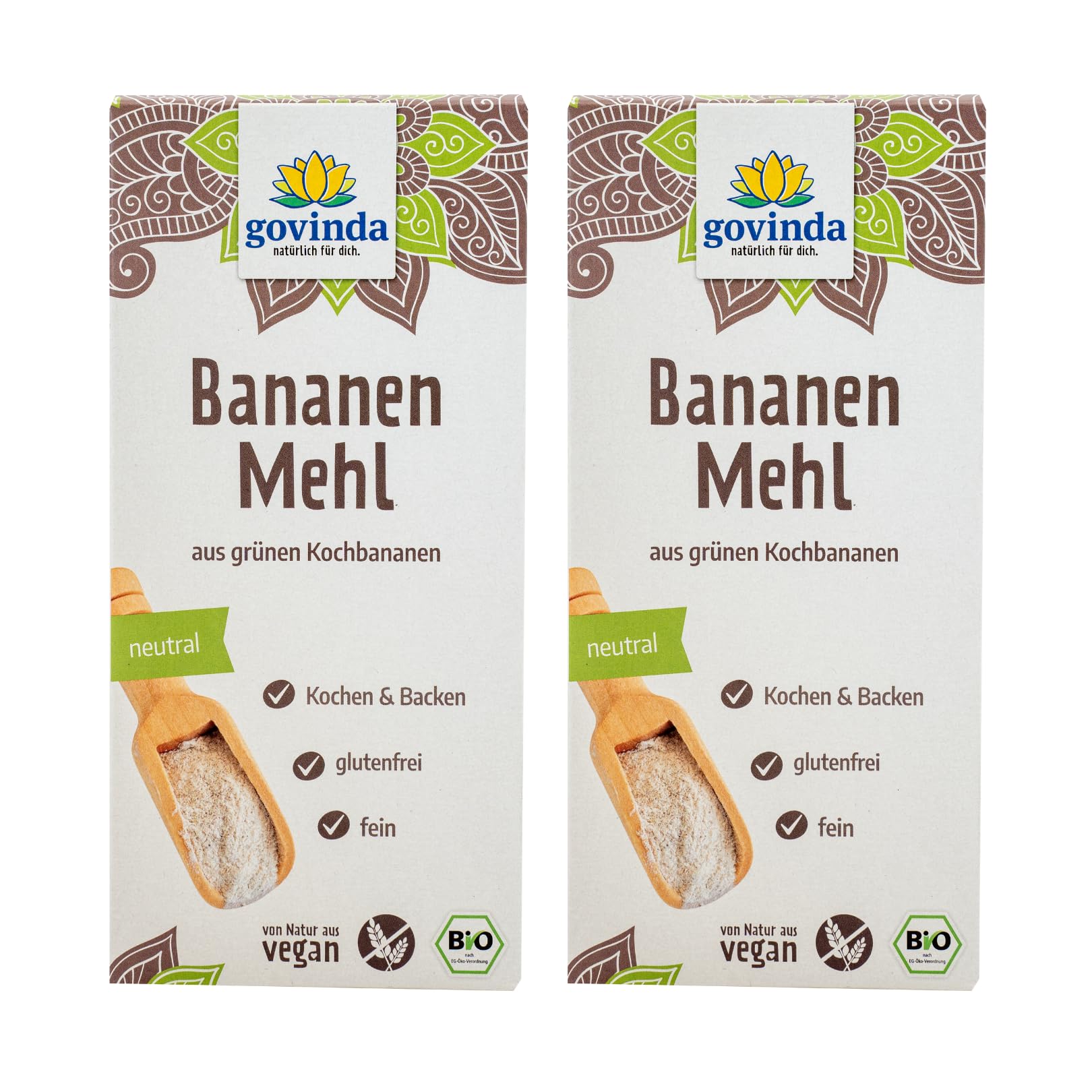 Govinda Bio Bananenmehl (2x350g) | glutenfrei & vegan | aus Kochbananen | ideale Mehlalternative zum Backen & Binden | neutral im Geschmack | ballaststoffreich & vielseitig