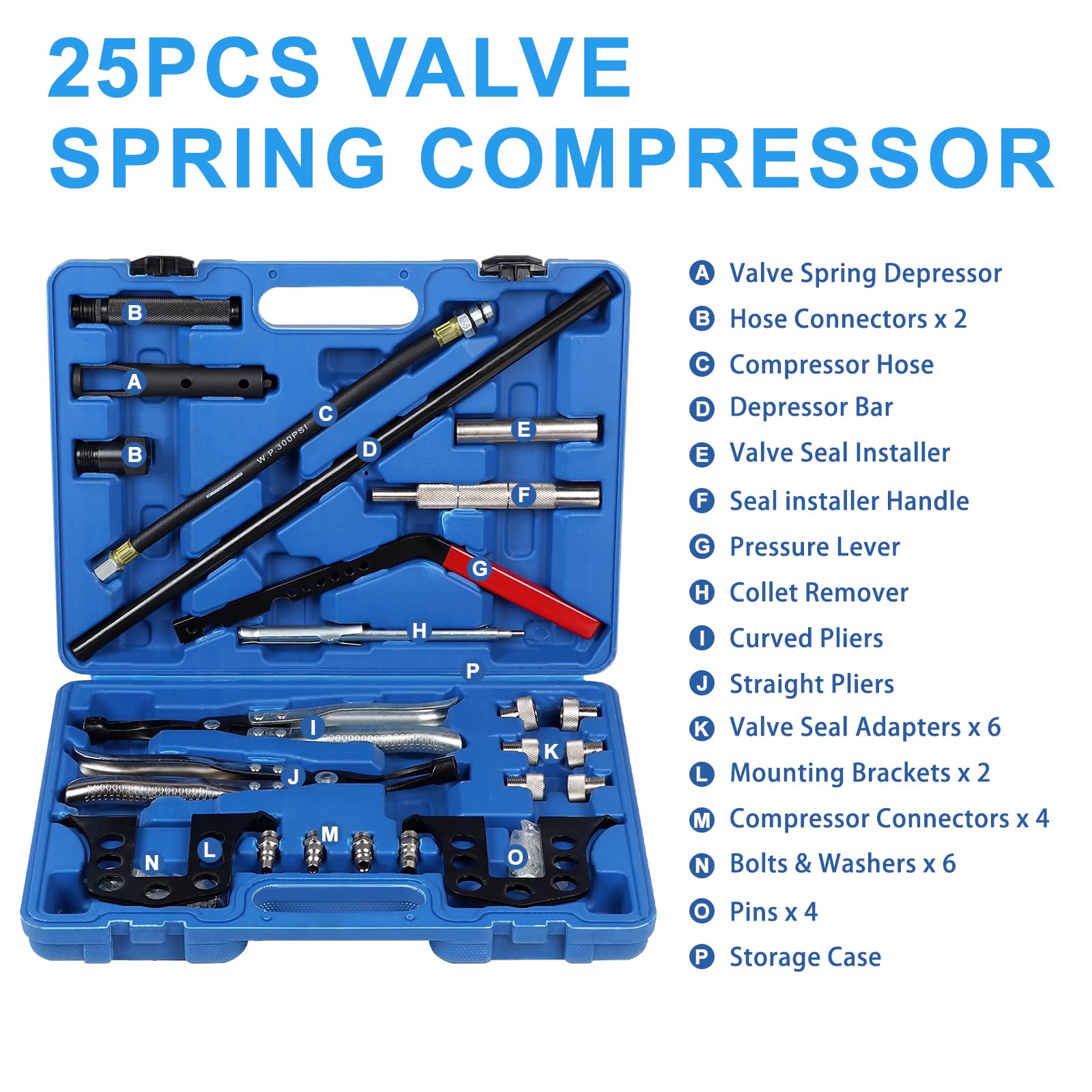 CPROSP Compressore per Molla della Valvola Universale, Riparazione della Guarnizioni per valvole, Adatto per Motori a valvole 8, 16 e 24, per Compressore OHV OHC