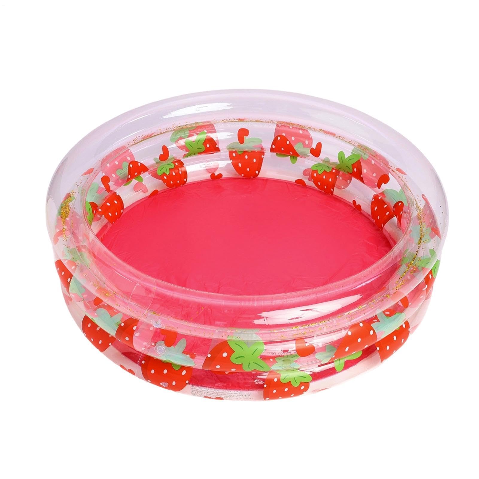 Strawberry Lemon Inflatable Pool | Round Glittering PVC Children's Mat | Thickened Outdoor Leisure Accessories | Cute Garden Party Accessories Designed to Provide Fun for Water Games