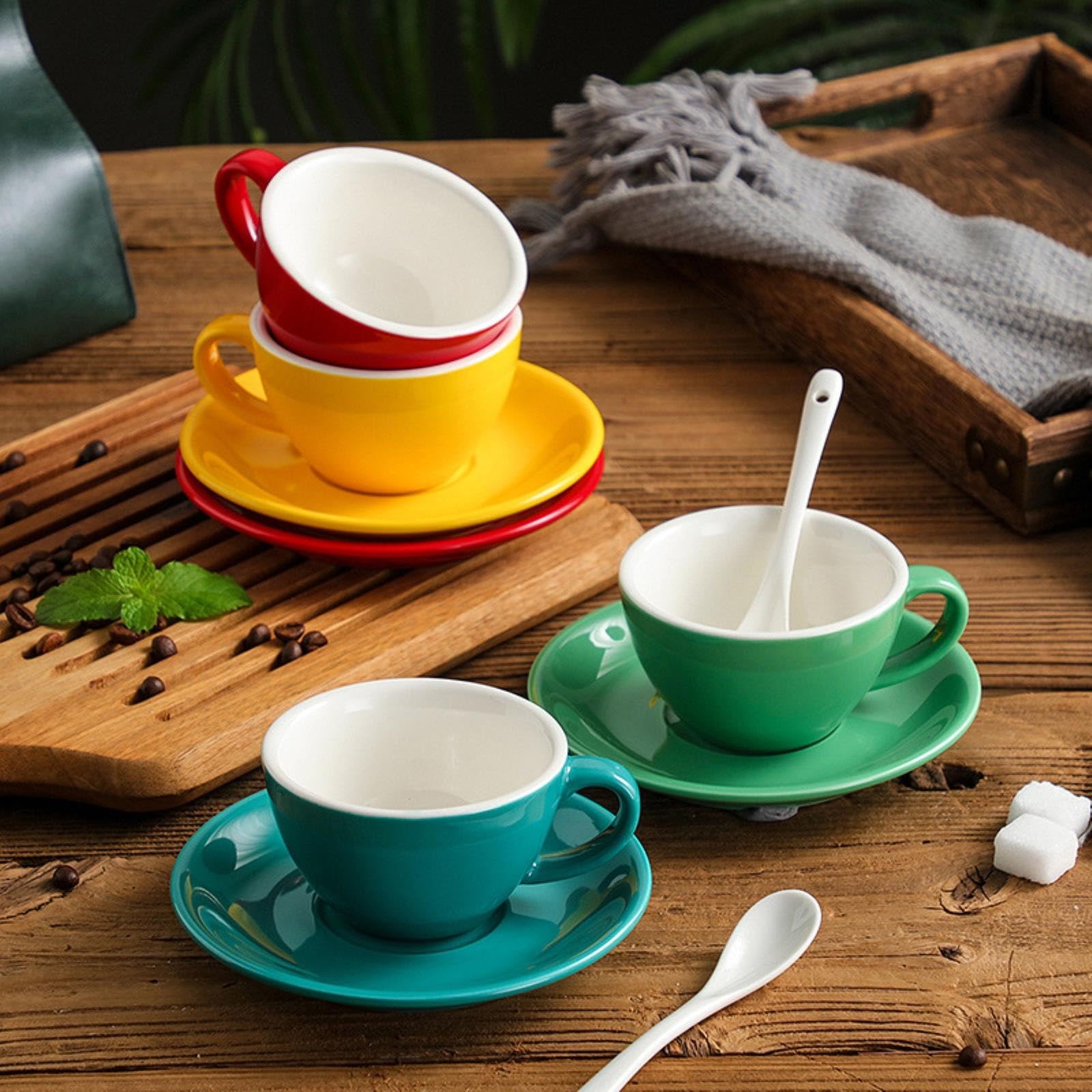 Amazon.com | 150ml/5oz Thick American Coffee Cup Colored Glazed Latte Latte  Latte Cup-150ml black: Espresso Cups