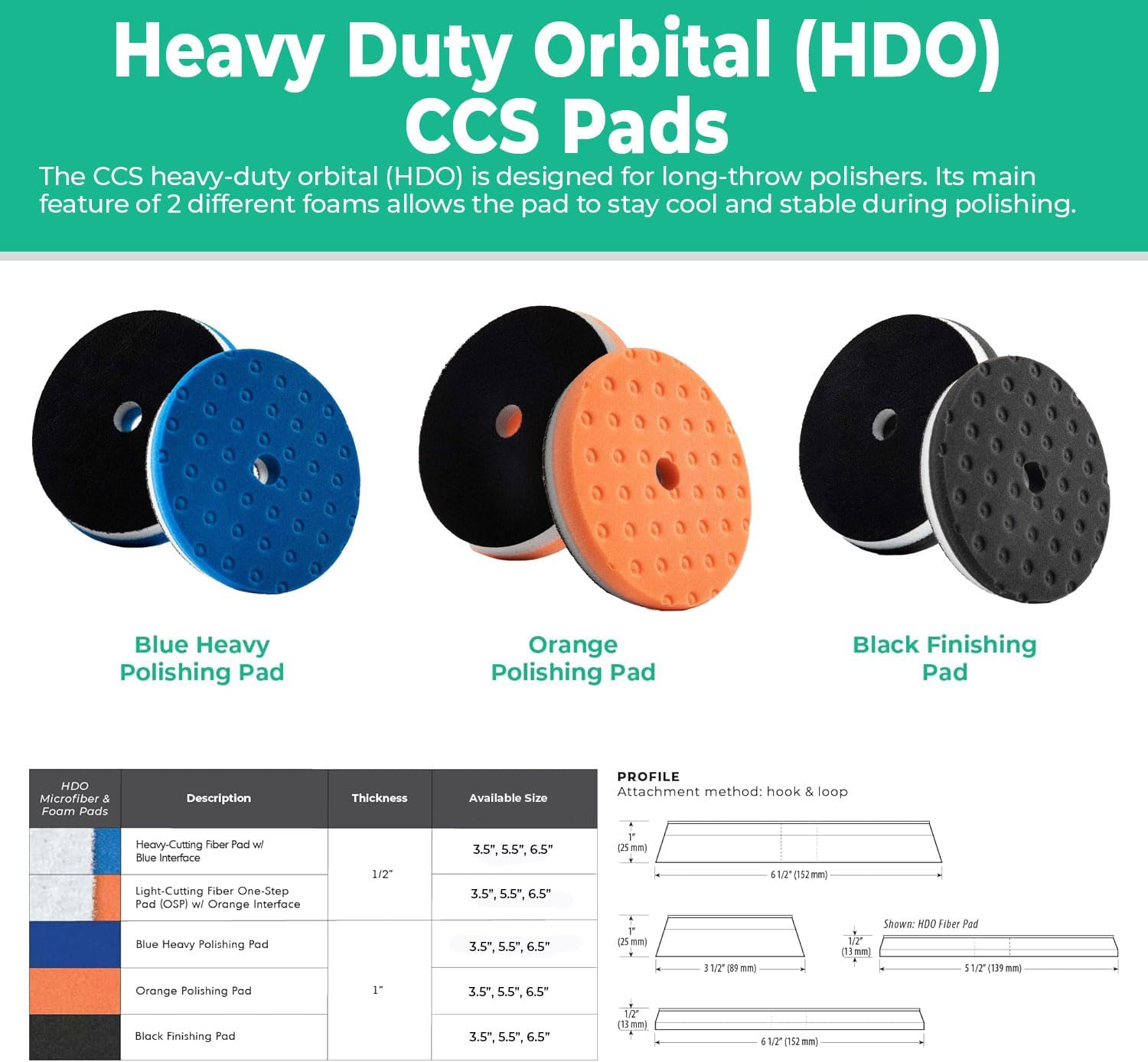 Lake Country HDO-CCS Blue Foam Heavy Polishing Pad (1-Pack, 6.5") Premium Heavy Duty Orbital Polishing Pads for Painted Surfaces. Fits 6" Backing Plate - Image 3