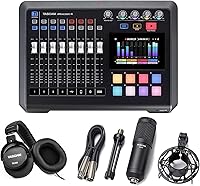 Vista 13 de TASCAM Mezclador de transmisión de podcasts Mixcast 4, grabadora e interfaz de audio USB: cuatro entradas de micrófono XLR/TRS, pantalla táctil