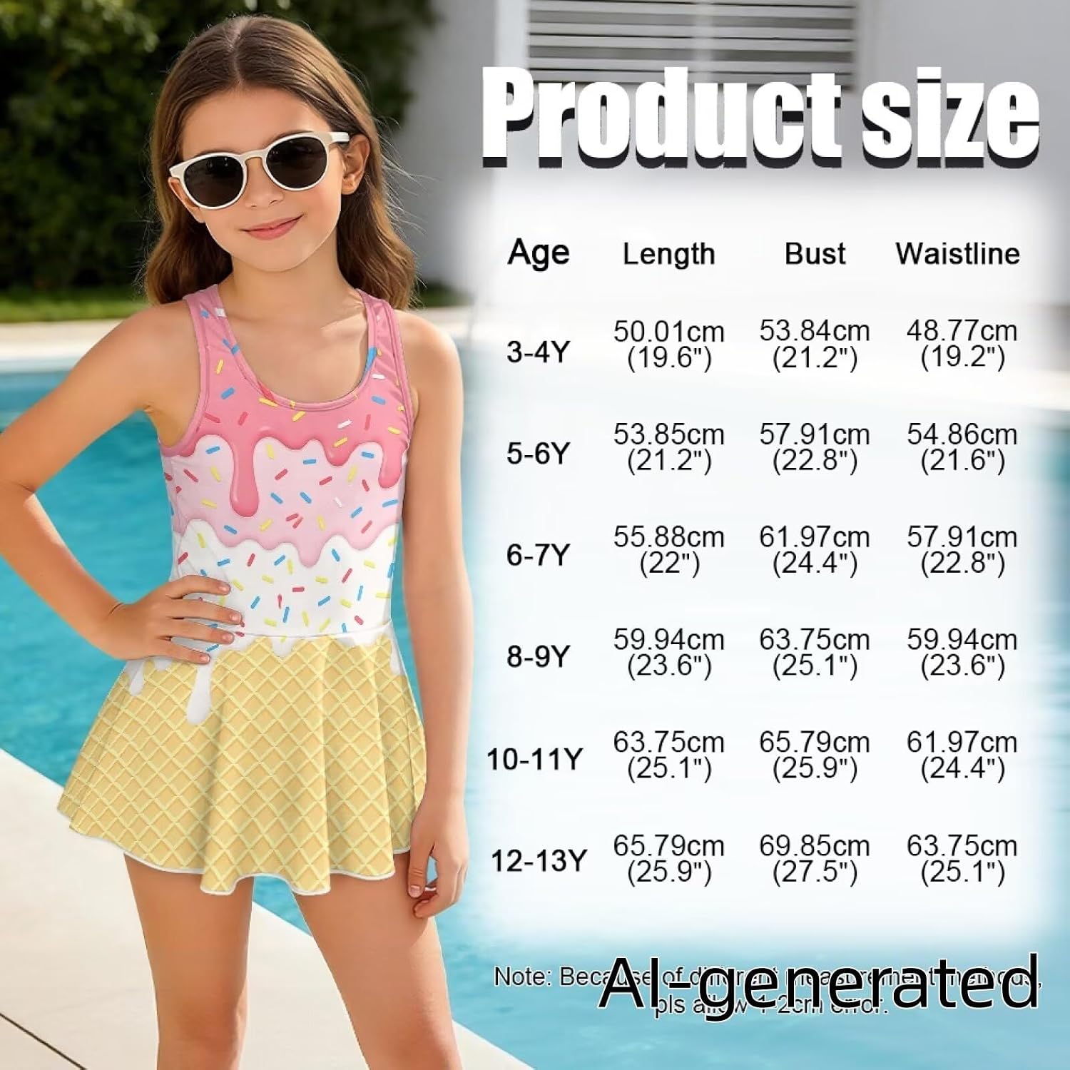 ZOUTAIRONG Girls One Piece Swimsuits Cute Sleeveless One Piece Swimwear Summer Beach Swim Dress