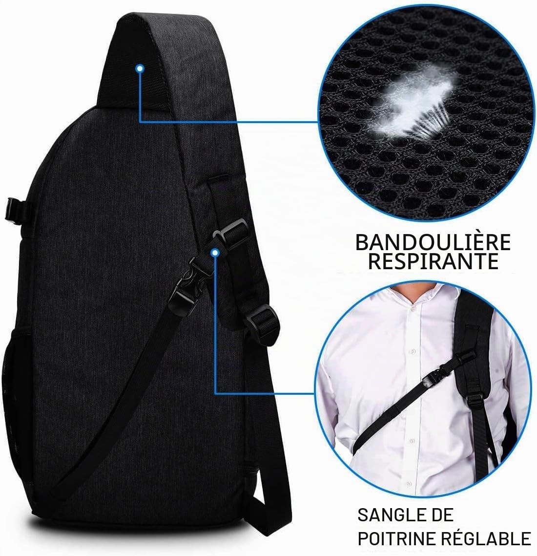 CADeN DSLR Sac bandoulière pour appareil photo reflex - Système antivol - Imperméable - Double usage