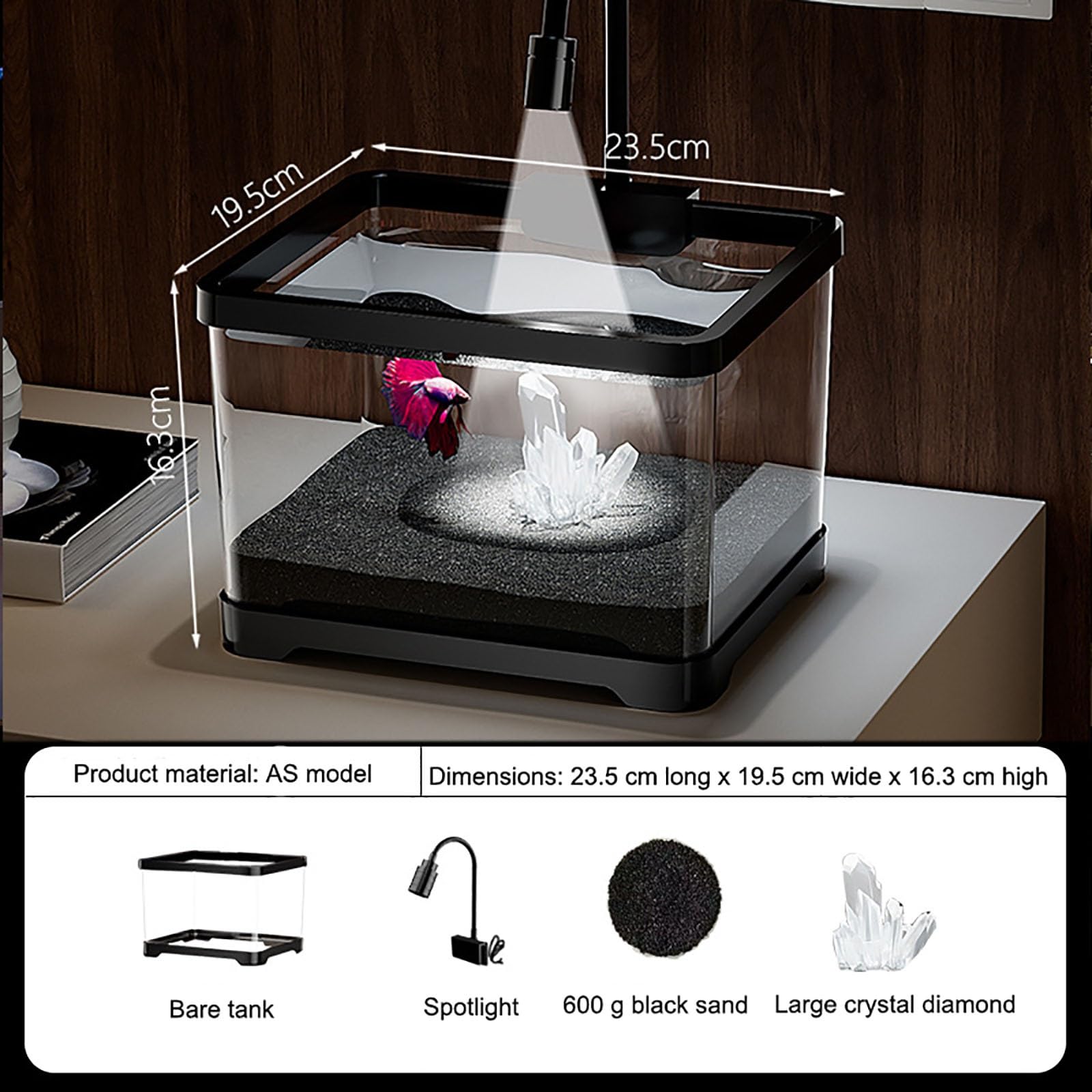 Aquarium Komplett Set, Aquarium Starter Kits Fischtank Tropenfischaquarium,Desktop-Mini-Aquarium