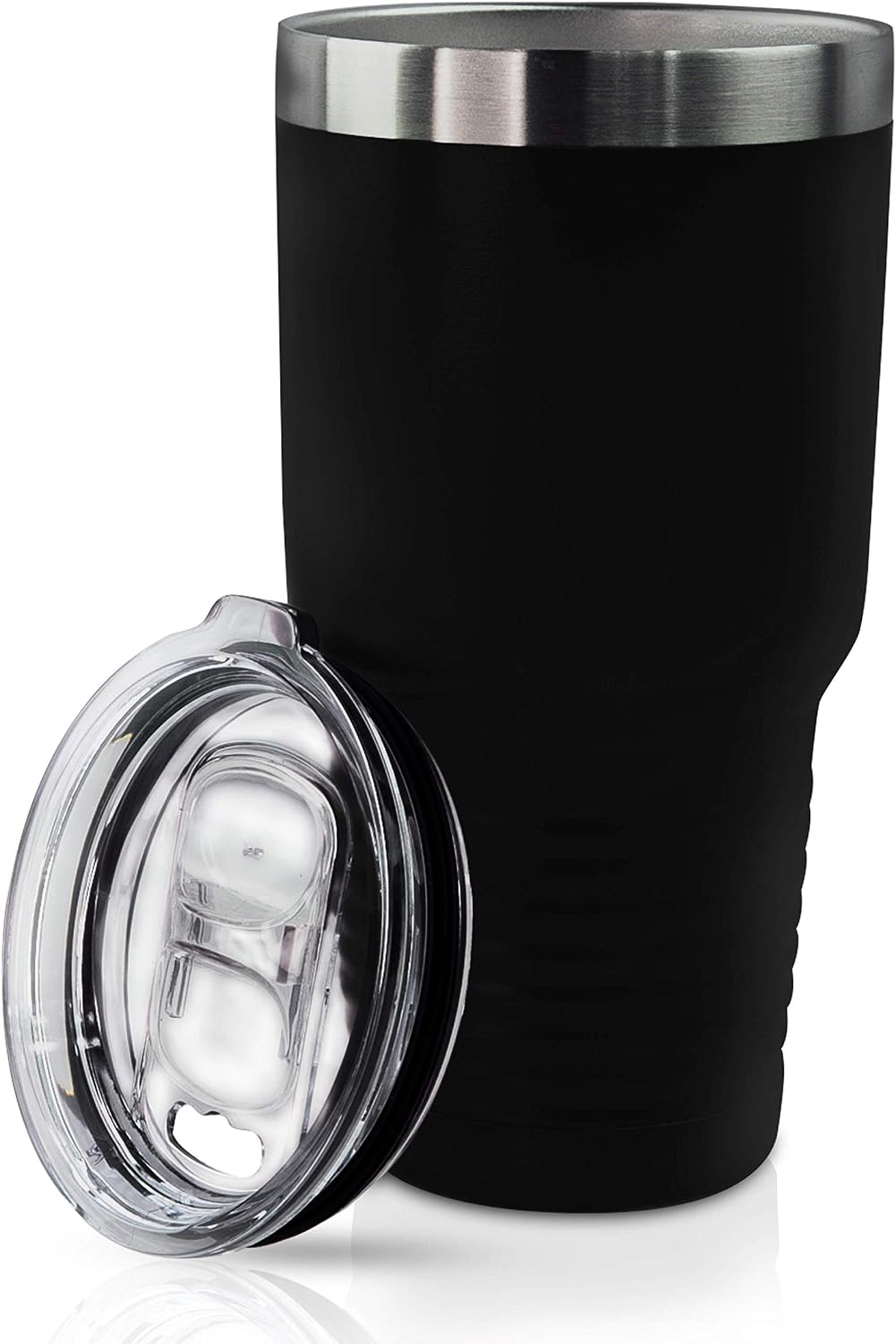 Personalized Food Grade Stainless Steel Vacuum Double Insulated Travel Tumbler Coffee Mug w/Splash Proof Slider Lid| Custom Laser Engraved 44 Options | Hot & Cold Drink Use (Black-Custom, 30oz)