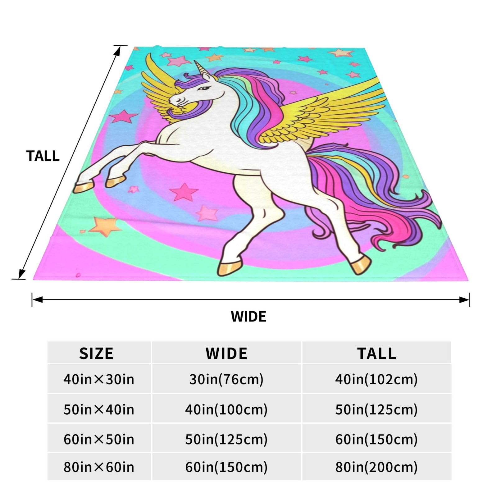 Einhorn-Flanell-Decke – Weich, Flauschig, 152,4x127,7 Cm, Bedruckt, Für Sofa, Bett Oder Als Geschenk